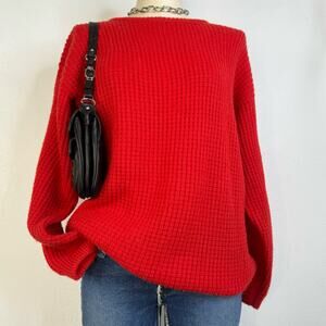 Vintage Red Wool Blend Boundary Waters Crew Neck Sweater Size Medium